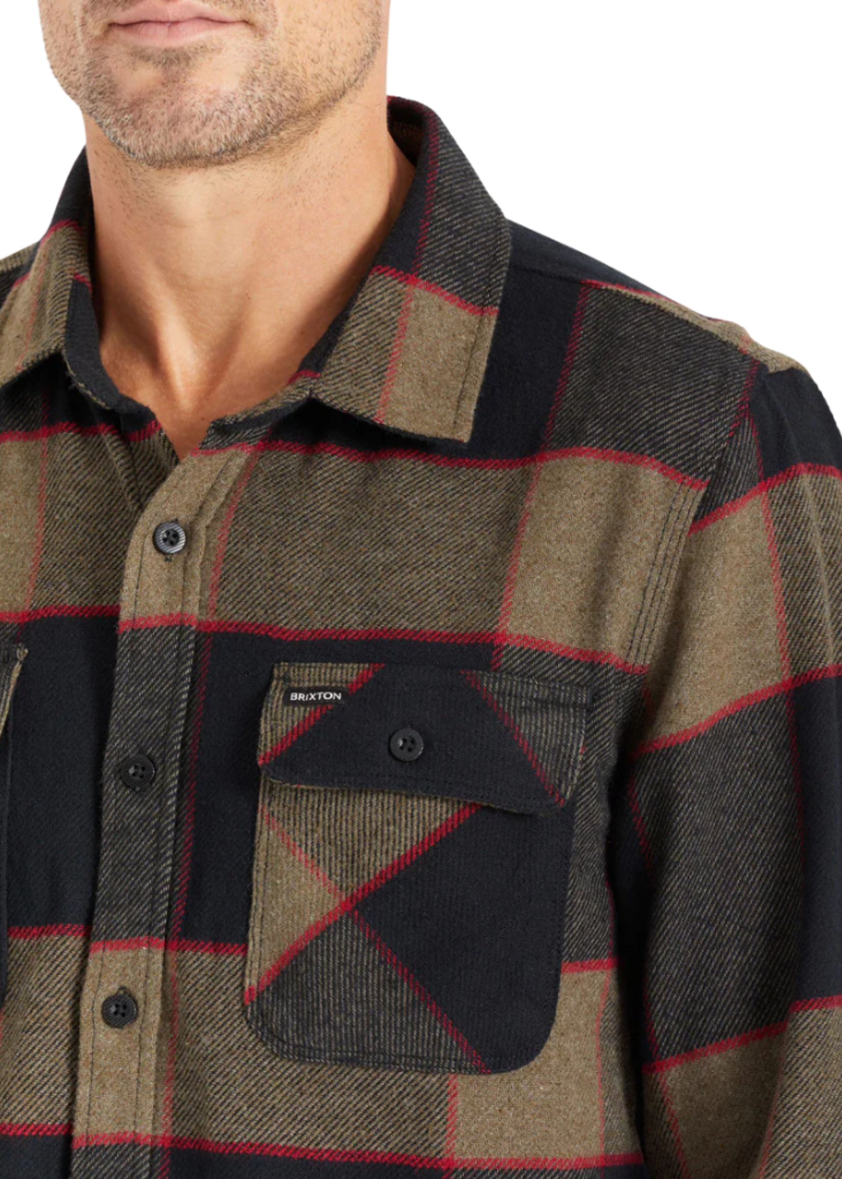 Brixton Men's Bowery Flannel | Heather Grey / Charcoal