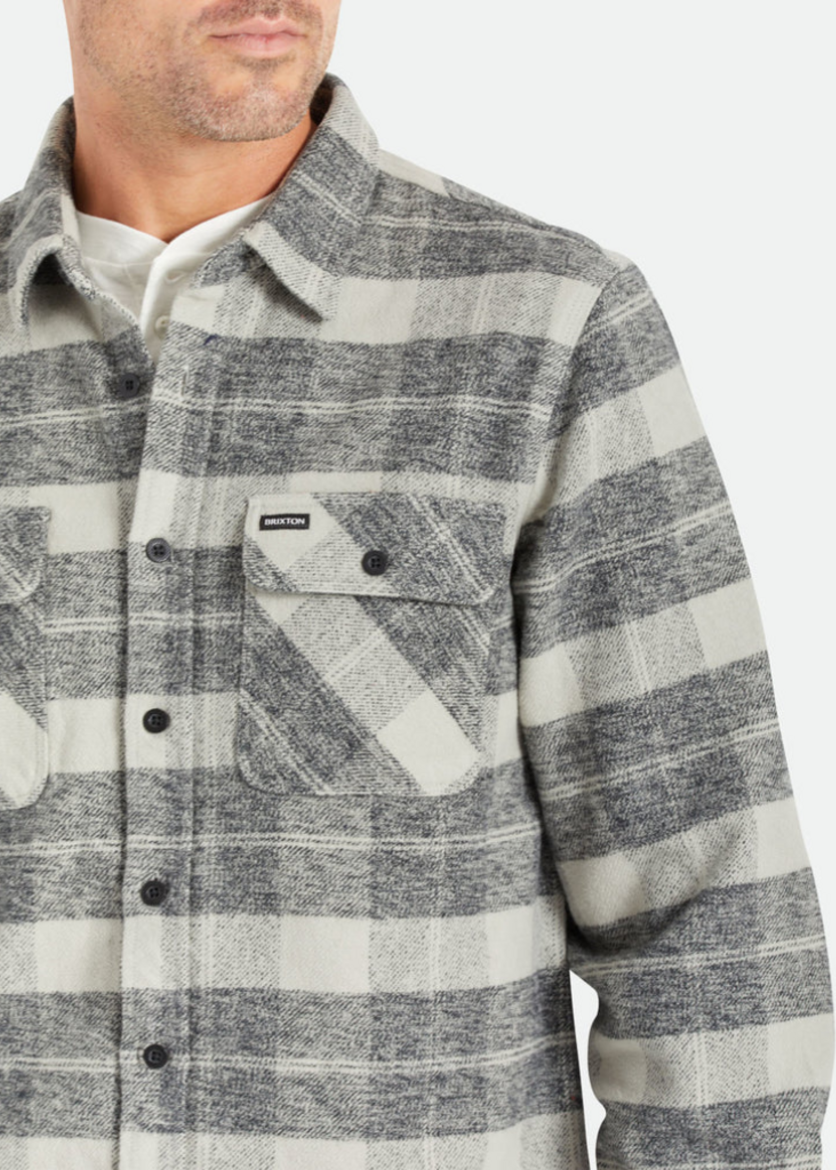 Brixton Men's Bowery Heavy Weight Flannel | Black/Charcoal