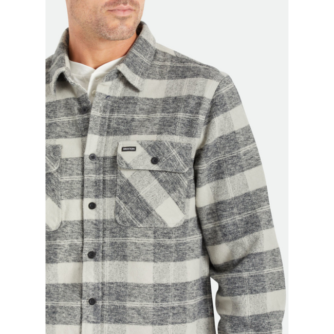 Brixton Men's Bowery Heavy Weight Flannel | Black/Charcoal