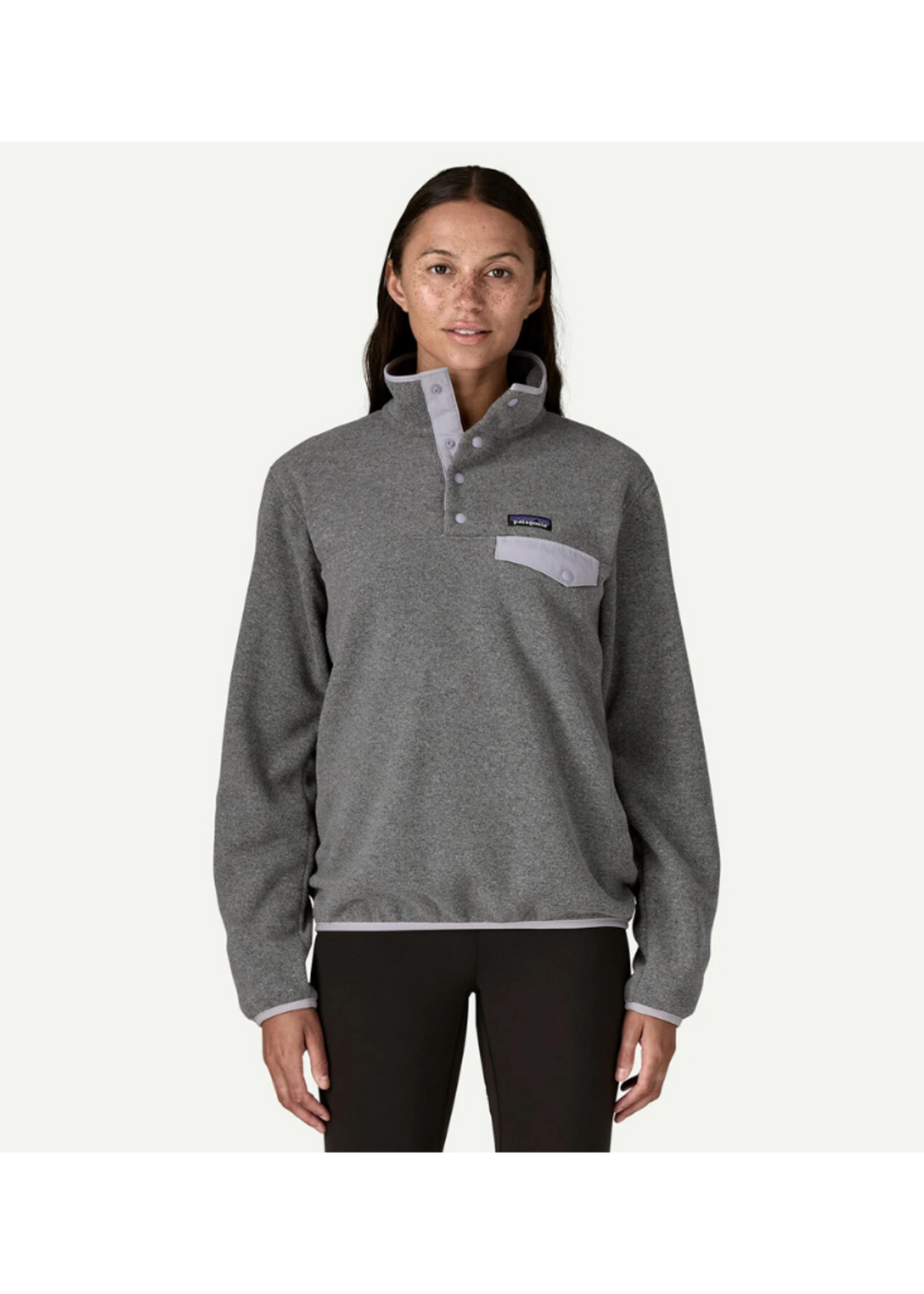 Patagonia W's  Lightweight Synchilla Snap-T Pullover | Nickel w/ Permafrost Purple