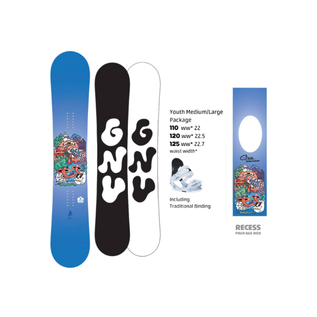 GNU Youth Recess Package Grom Snowboard Kit