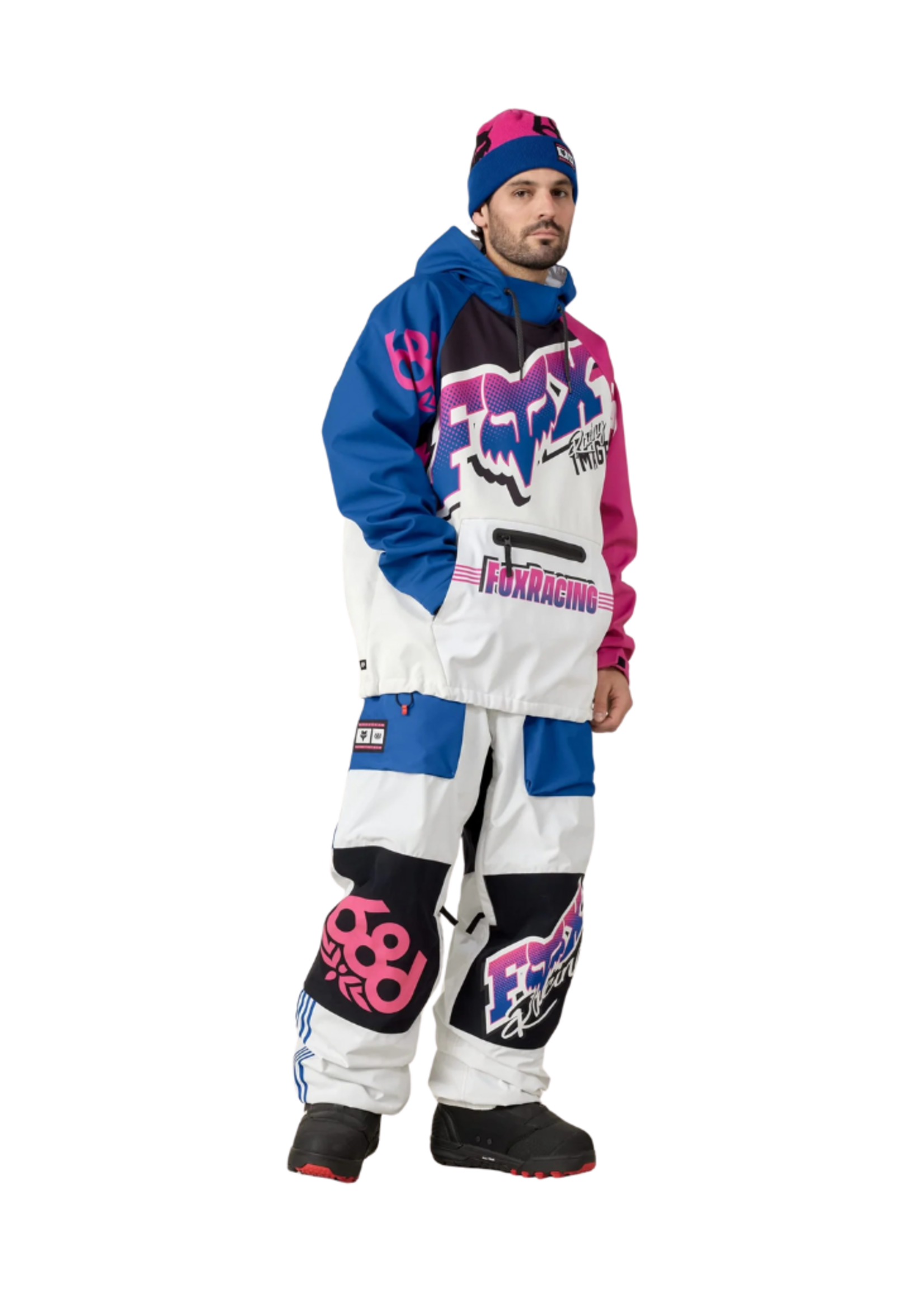 686 X Fox Racing Men's Waterproof Hoodie | Fox White Colorblock