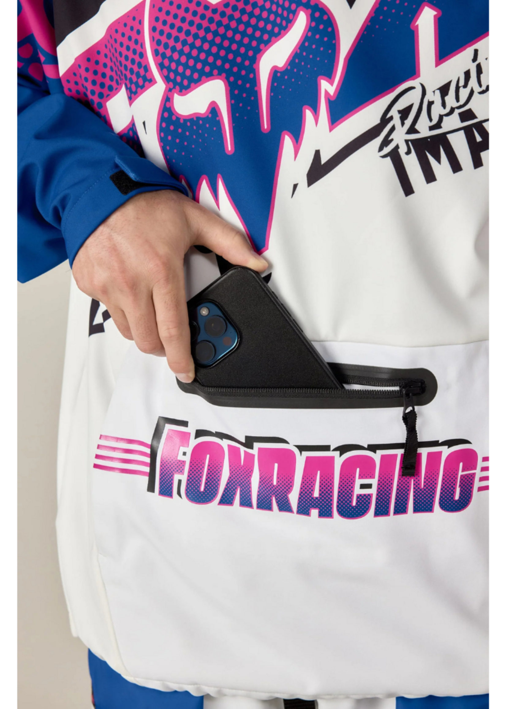 686 X Fox Racing Men's Waterproof Hoodie | Fox White Colorblock