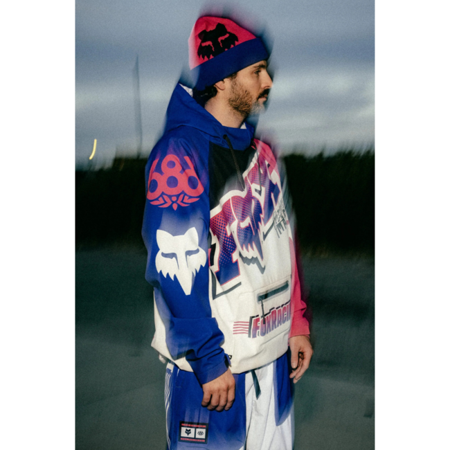 686 X Fox Racing Men's Waterproof Hoodie | Fox White Colorblock