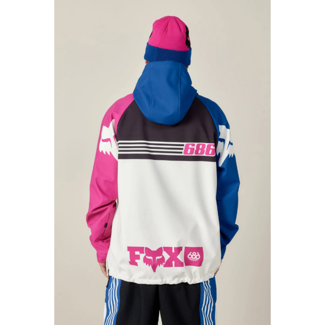 686 X Fox Racing Men's Waterproof Hoodie | Fox White Colorblock