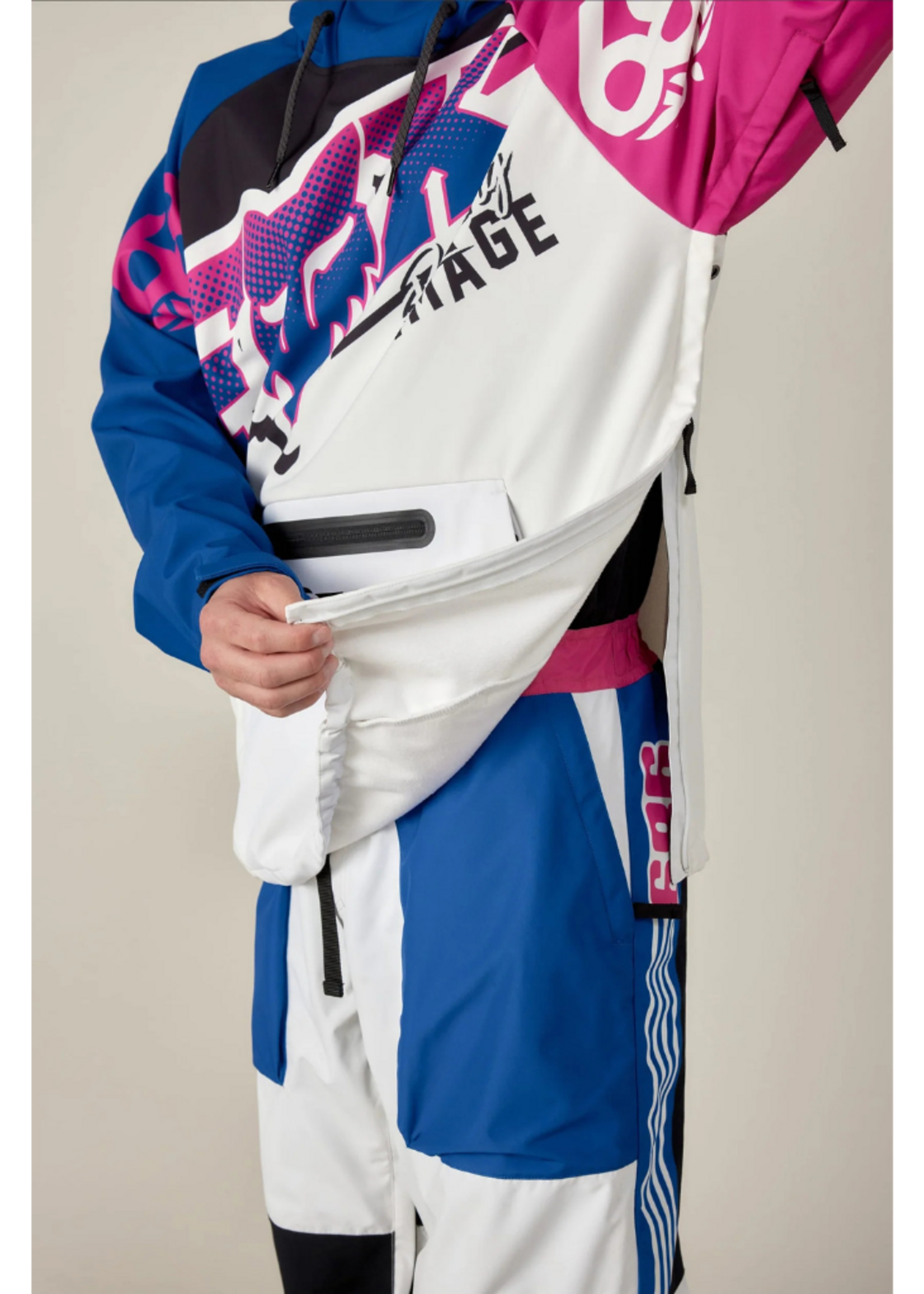 686 X Fox Racing Men's Waterproof Hoodie | Fox White Colorblock