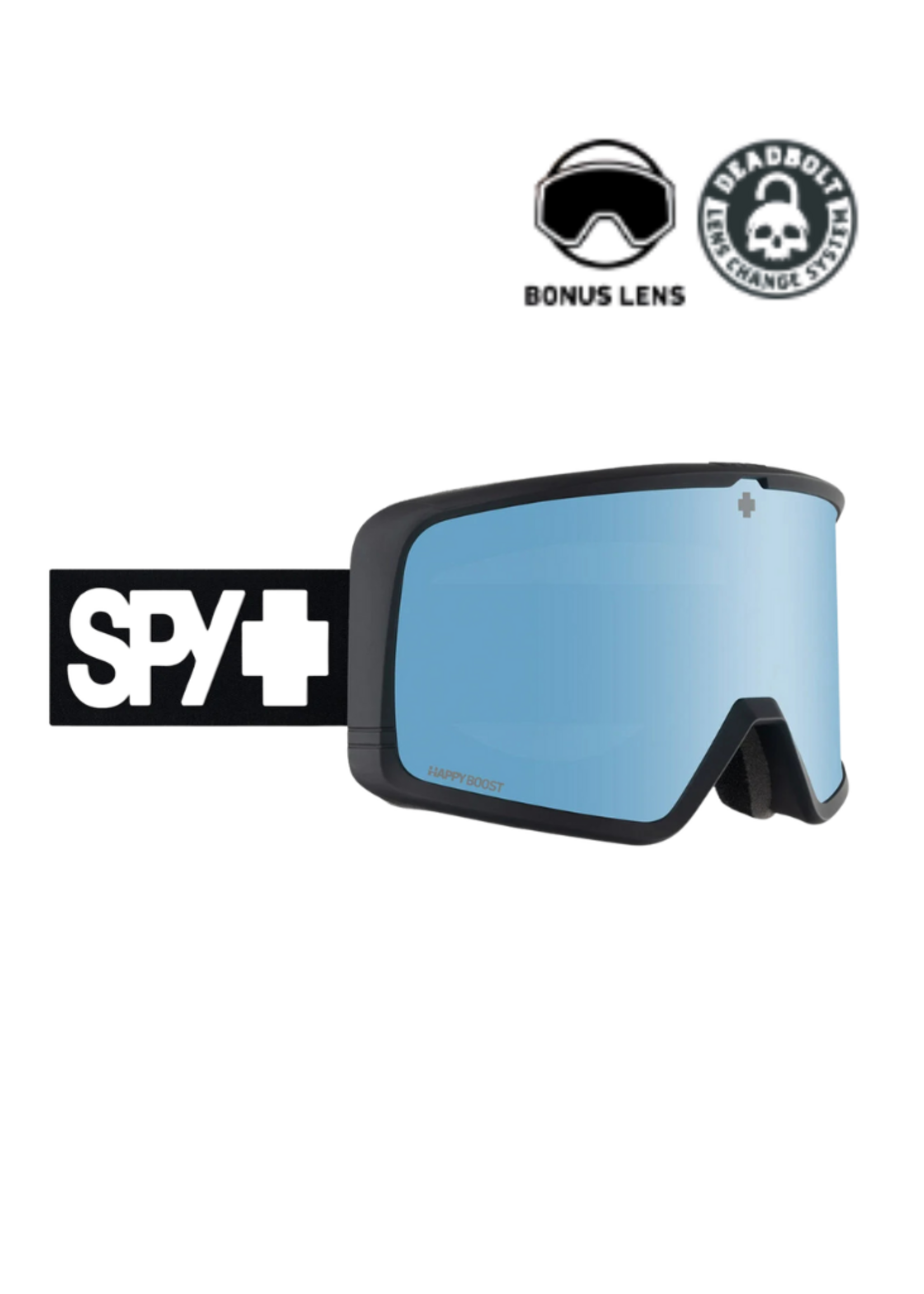 SPY+ MEGALITH Everblack Goggles | Happy Boost Ice Blue Mirror & Happy LL Yellow