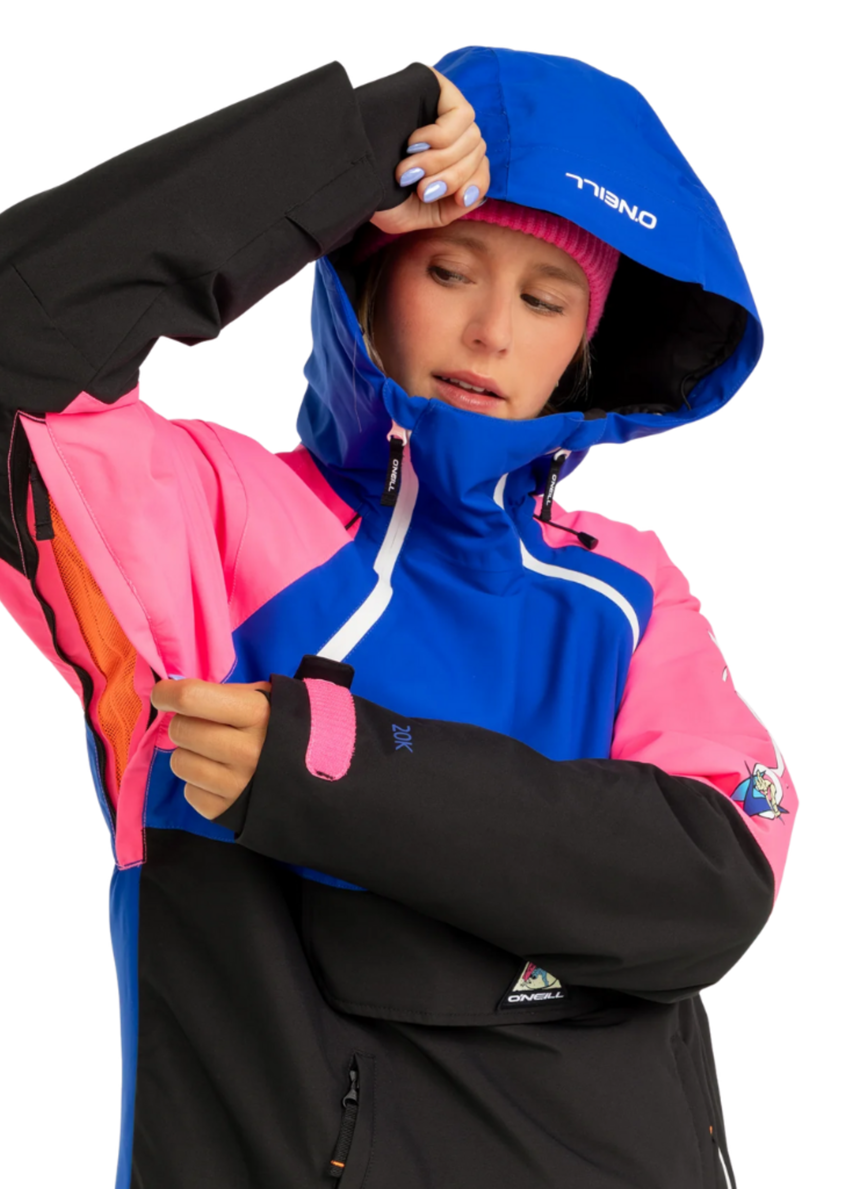 O'Neill Women's FWC Play Asymmetric Snow Jacket | Active Blue Colour Block