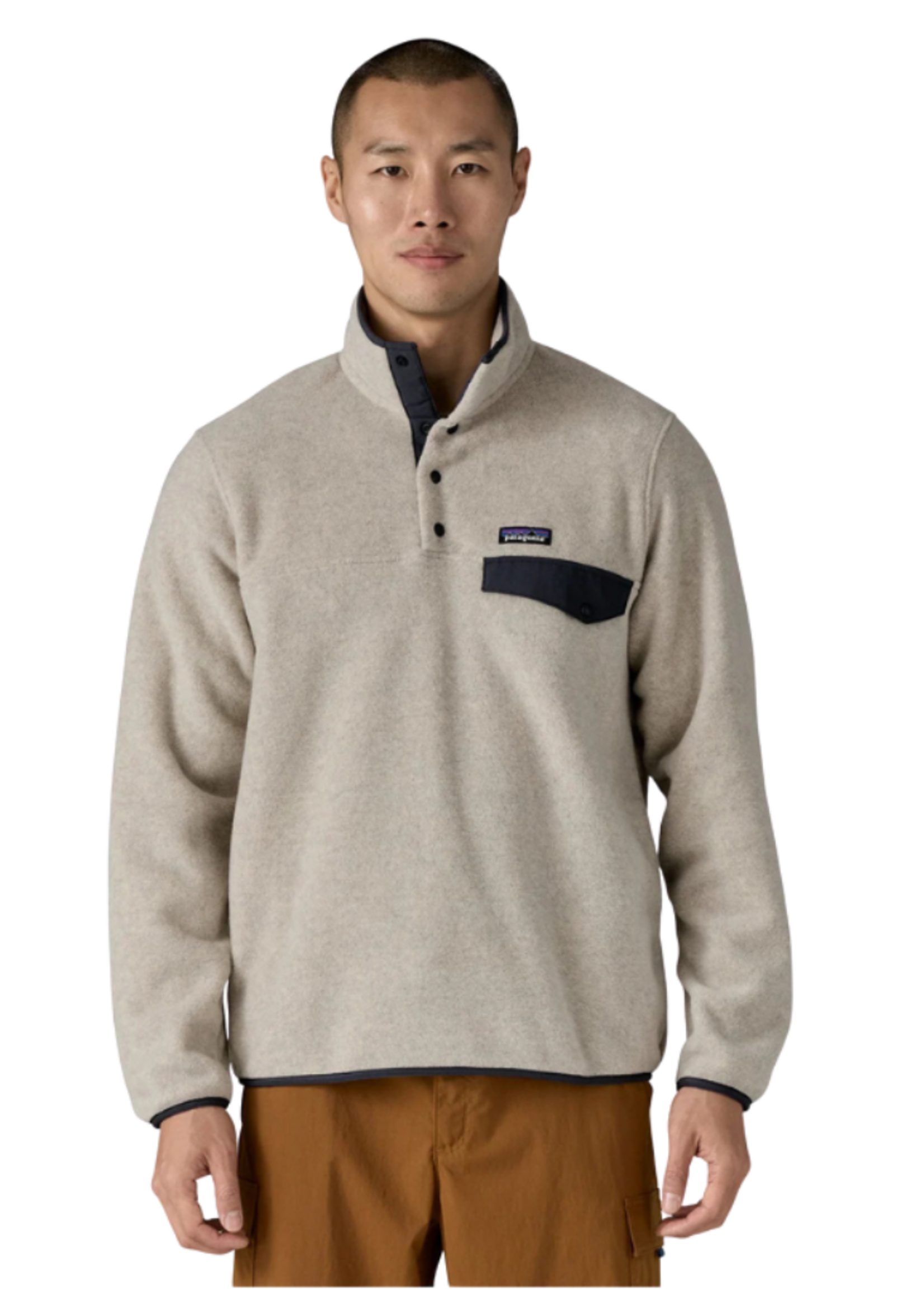 Patagonia M's Lightweight Synchilla Snap-T Fleece Pullover | Oatmeal Heather / Smolder Blue