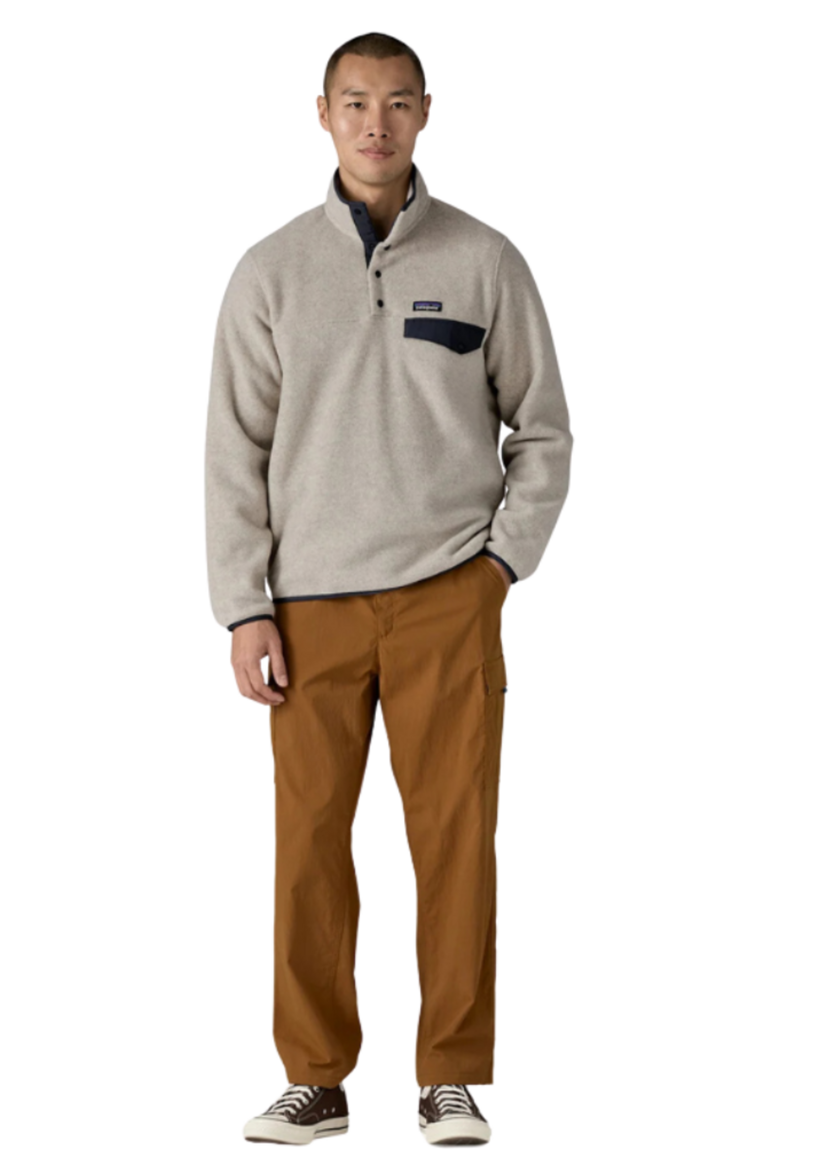 Patagonia M's Lightweight Synchilla Snap-T Fleece Pullover | Oatmeal Heather / Smolder Blue