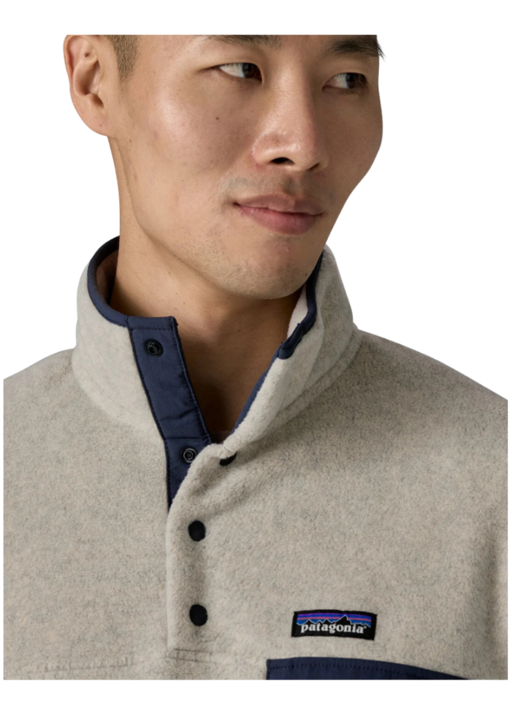 Patagonia M's Lightweight Synchilla Snap-T Fleece Pullover | Oatmeal Heather / Smolder Blue