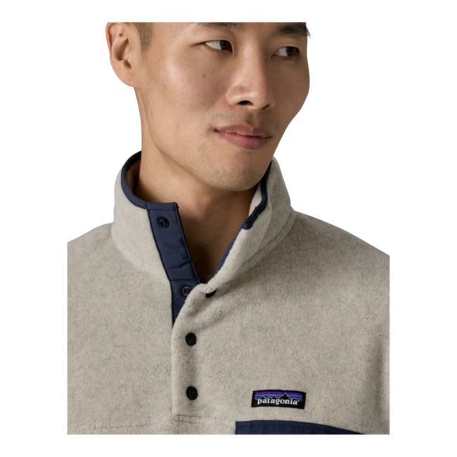 Patagonia M's Lightweight Synchilla Snap-T Fleece Pullover | Oatmeal Heather / Smolder Blue