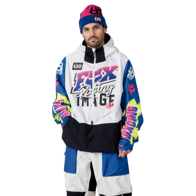 686 X Fox Racing Anorak Shell Jacket | Fox White Colourblock Large