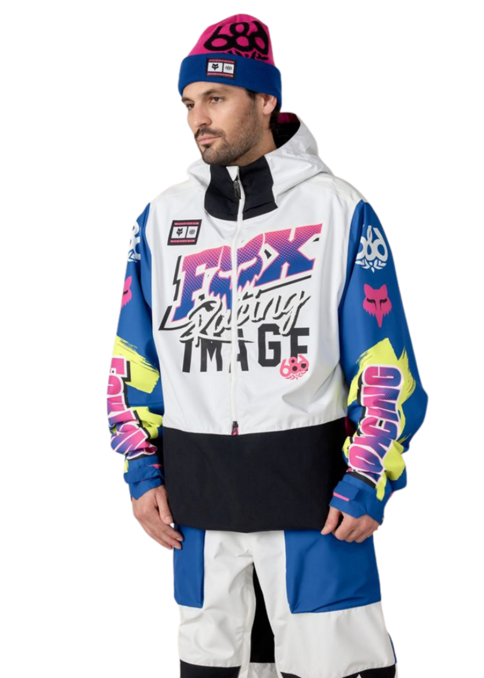 686  X Fox Racing Anorak Shell Jacket | Fox White Colourblock Large