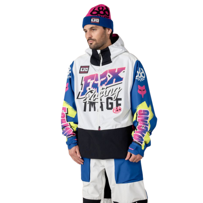 686 X Fox Racing Anorak Shell Jacket | Fox White Colourblock Large