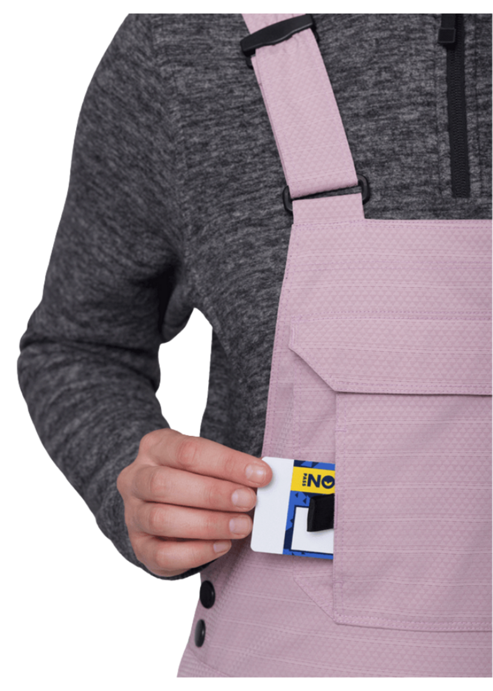 686 Women's Black Magic Insulated Bib | Dusty Mauve Geo Jacquard