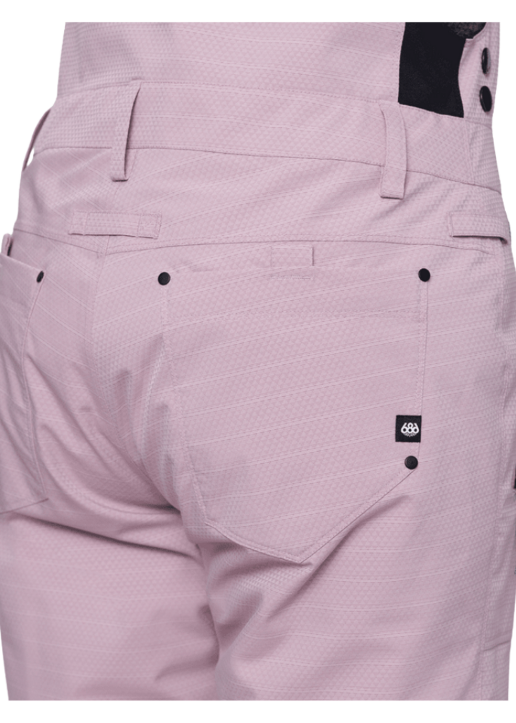 686 Women's Black Magic Insulated Bib | Dusty Mauve Geo Jacquard