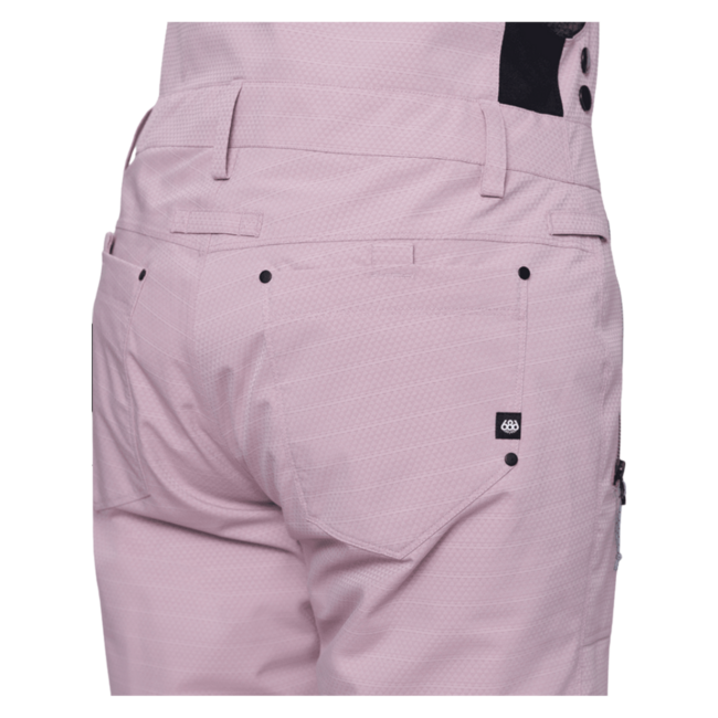 686 Women's Black Magic Insulated Bib | Dusty Mauve Geo Jacquard