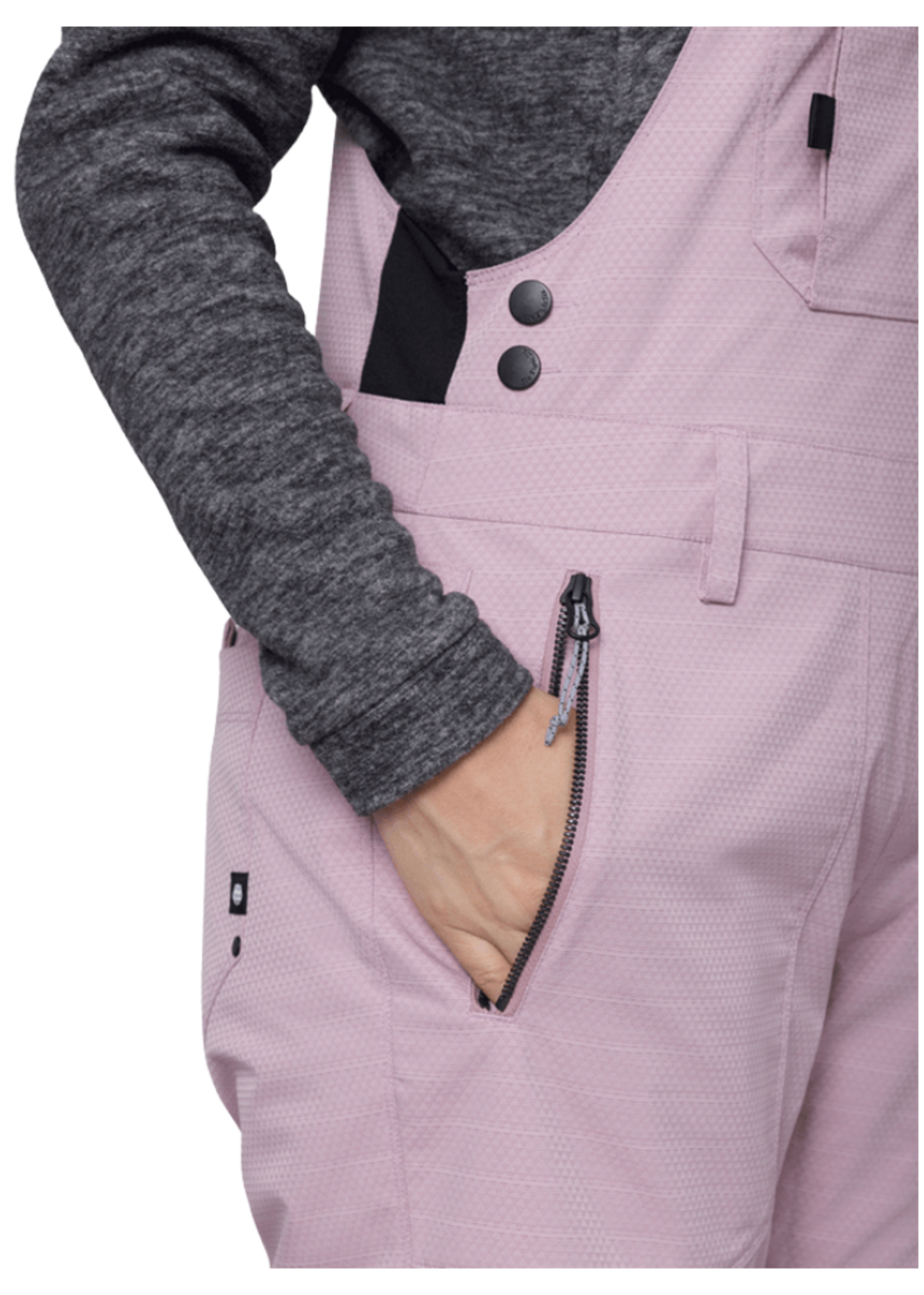 686 Women's Black Magic Insulated Bib | Dusty Mauve Geo Jacquard