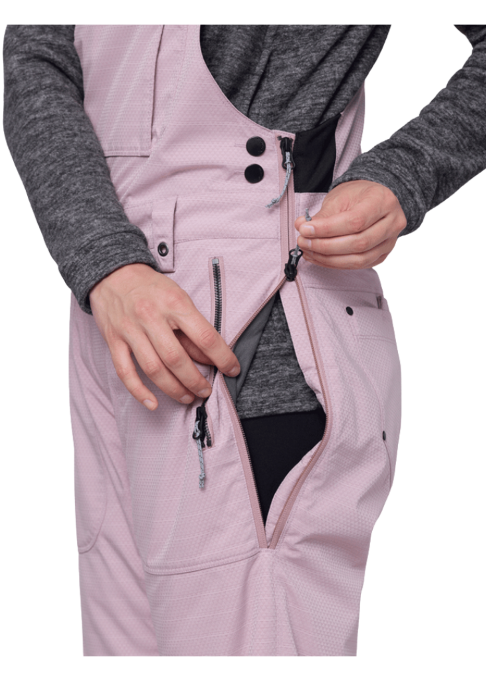686 Women's Black Magic Insulated Bib | Dusty Mauve Geo Jacquard