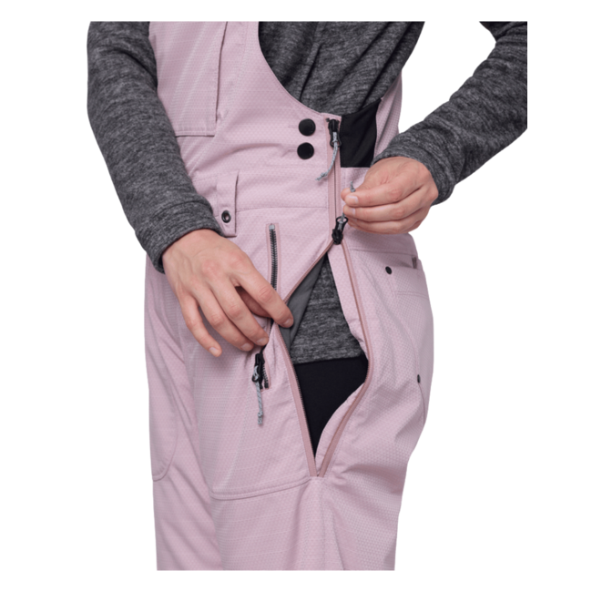 686 Women's Black Magic Insulated Bib | Dusty Mauve Geo Jacquard