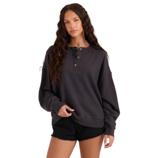 Volcom Women's Lived In Fleece Henley | Vintage Black