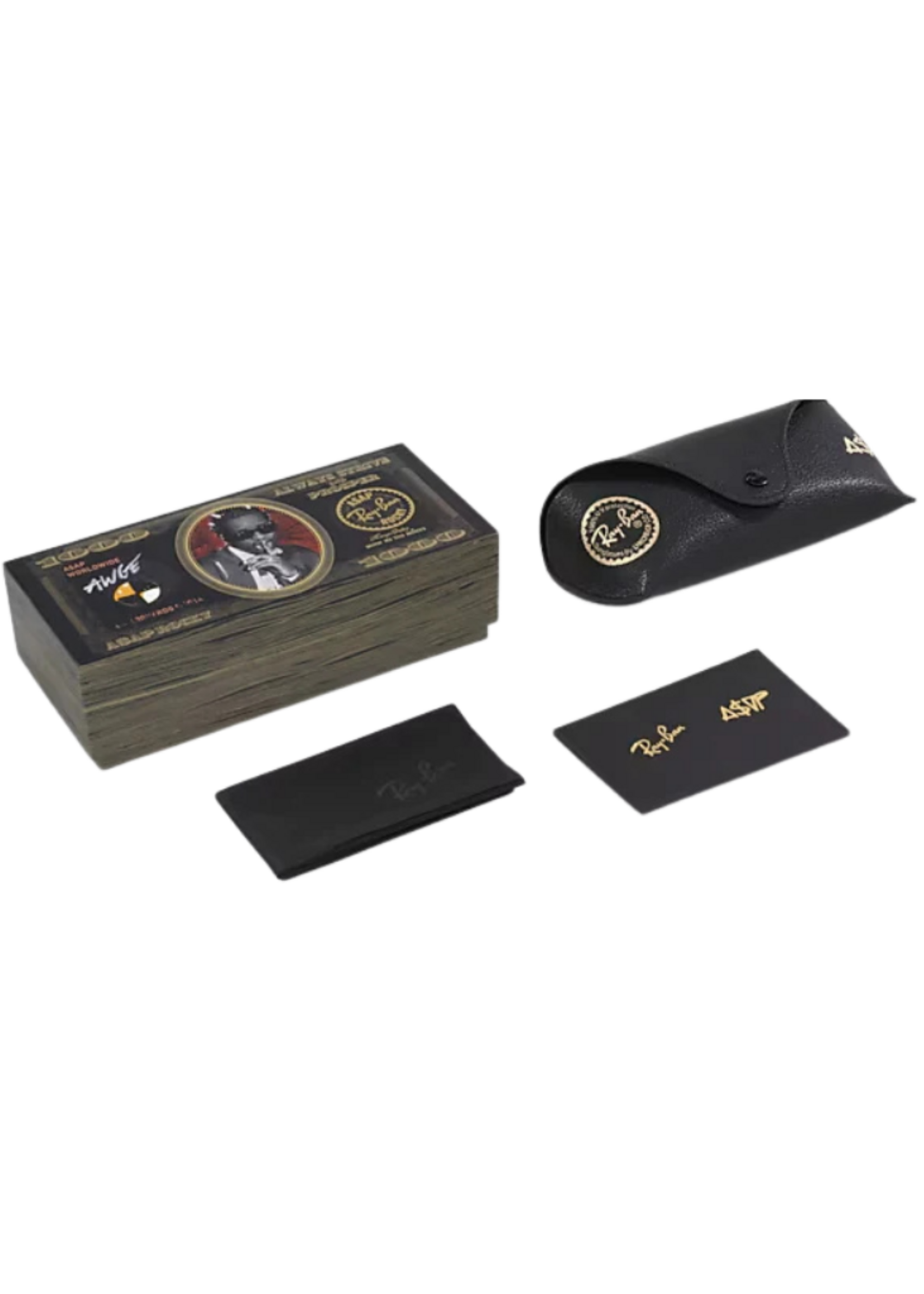 Ray-Ban Mega Clubmaster Sunglasses A$AP ROCKY Blacked Out - Black On Gold | Dark Grey