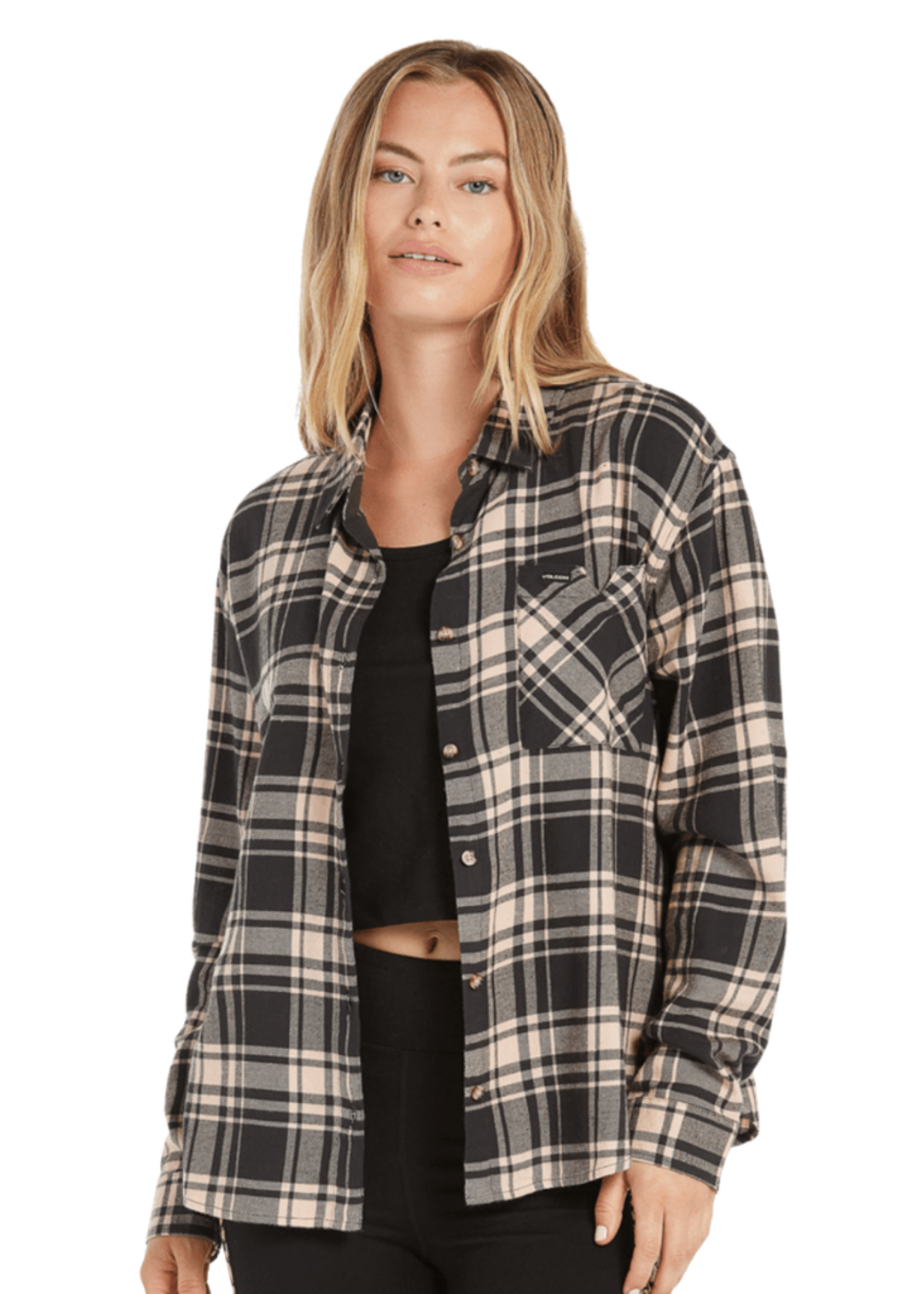 Volcom Women's Plaid To Meet U Long Sleeve
