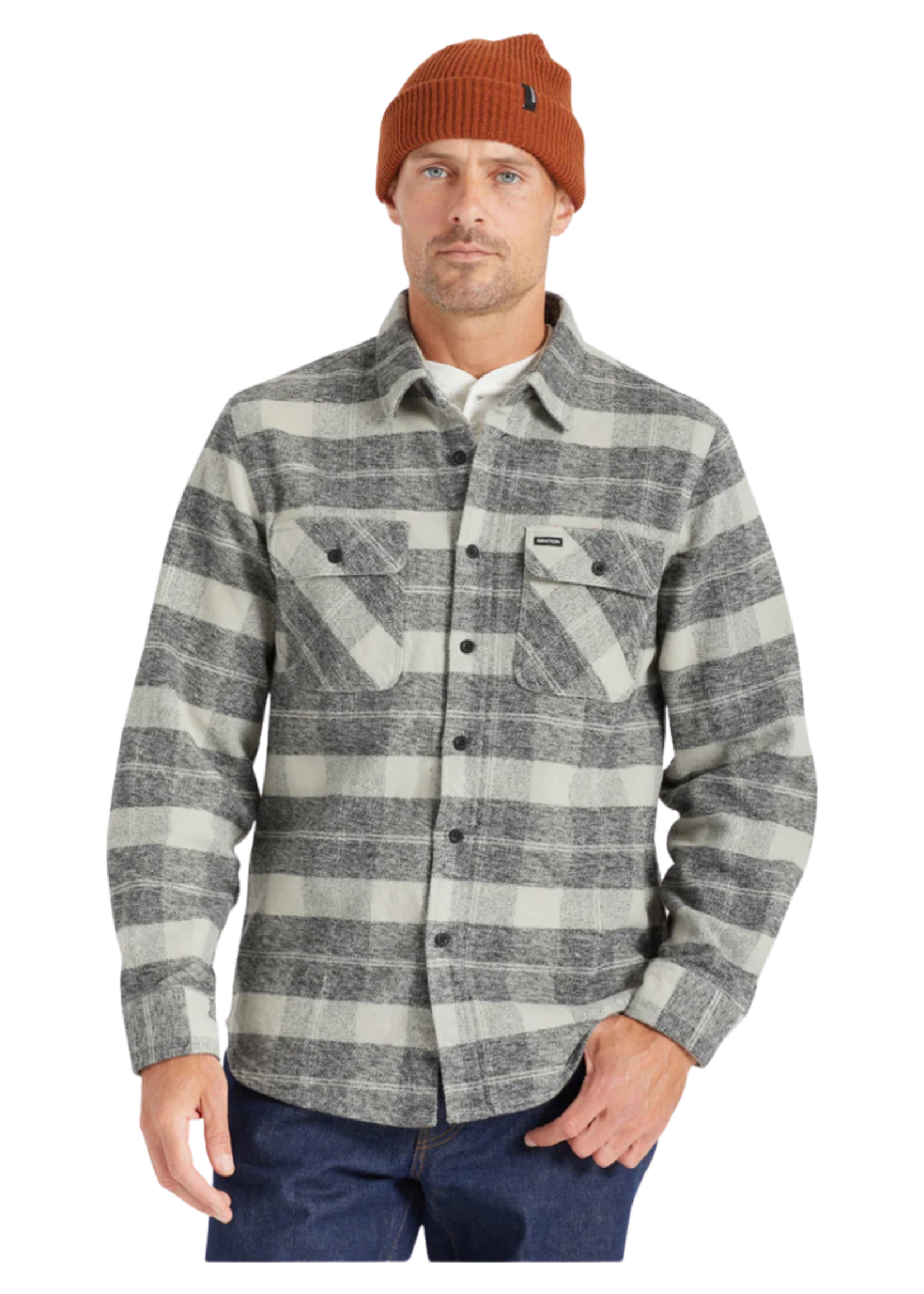Brixton Men's Bowery Heavy Weight Flannel | Black/Charcoal