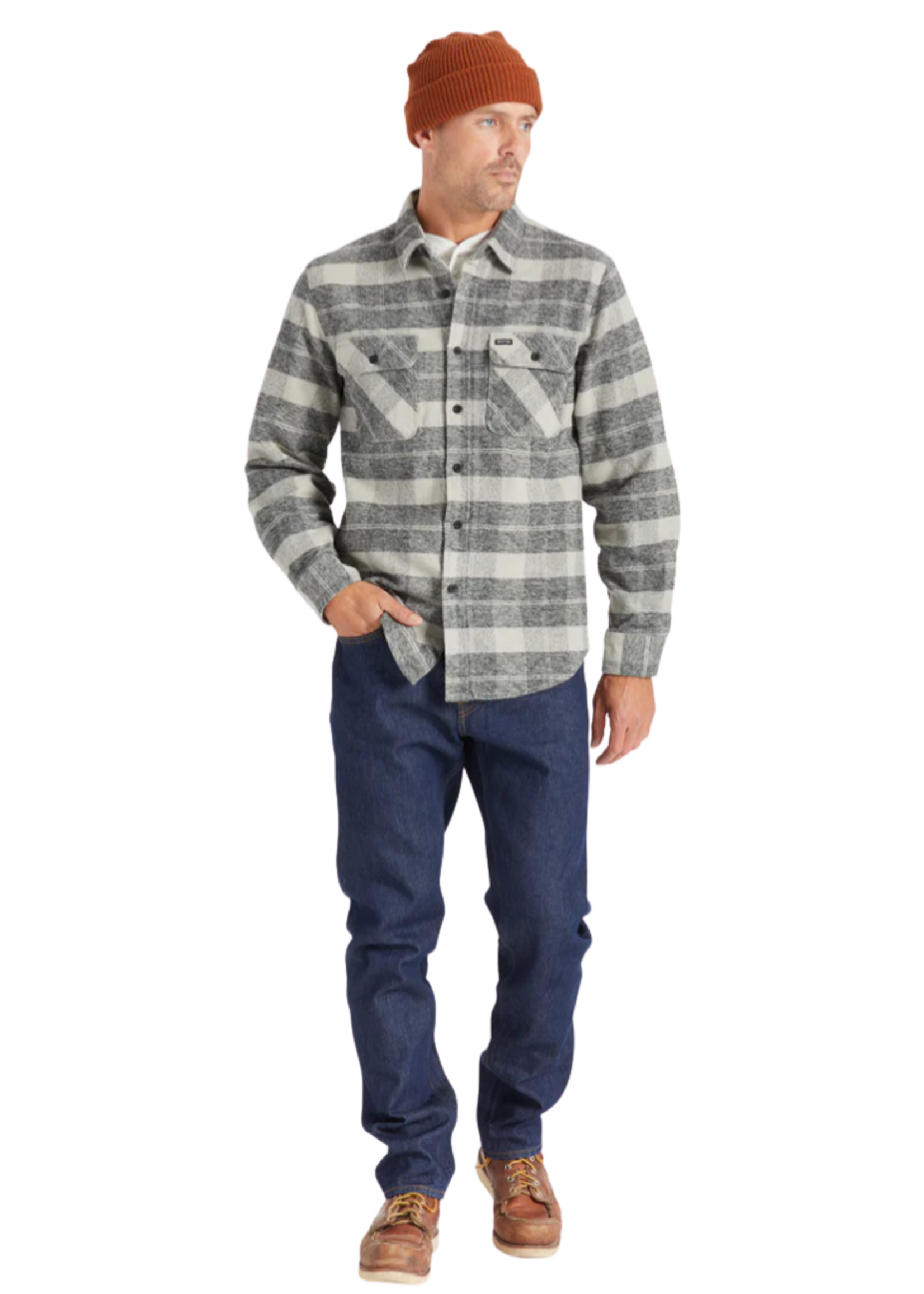 Brixton Men's Bowery Heavy Weight Flannel | Black/Charcoal