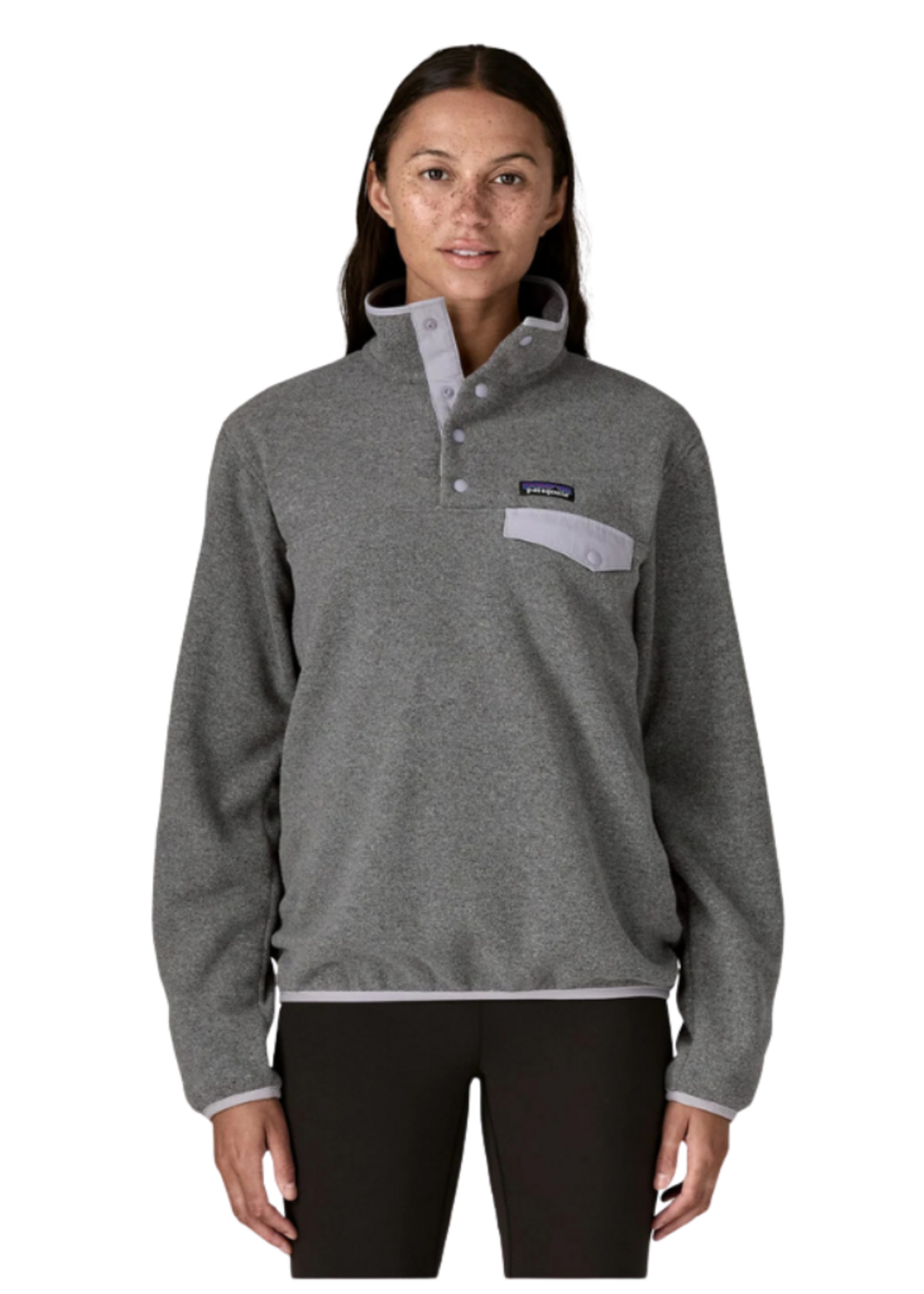 Patagonia Women's Lightweight Synchilla Fleece Snap-T Pullover | Nickel / Permafrost Purple
