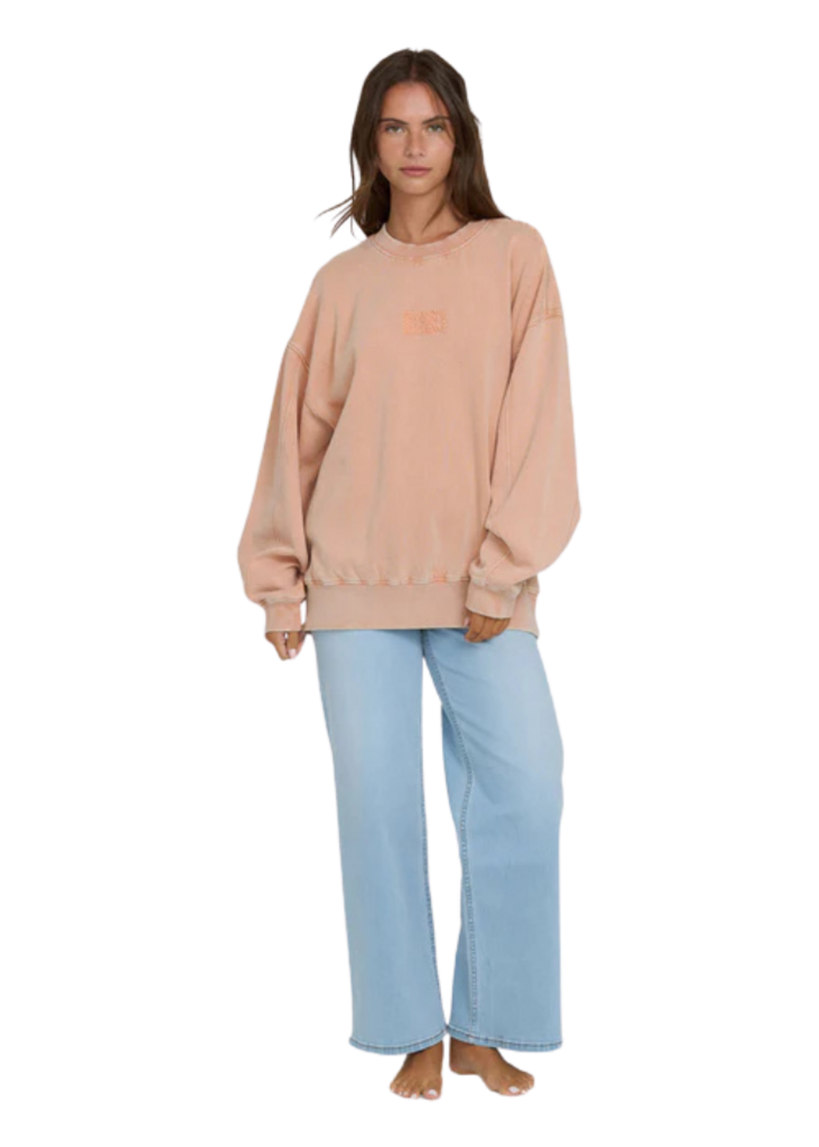 Billabong Women's Bleached Out Kendal Crewneck Sweater - Caramel Cafe