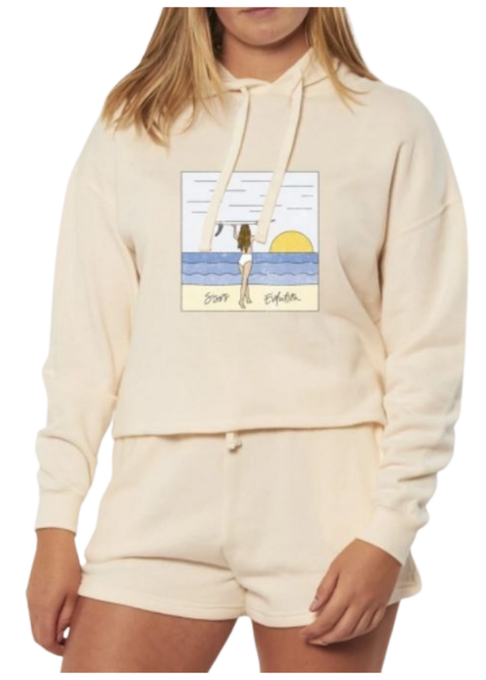 Sisstrevolution Women's Sunset Girl Crop Hoodie | Vintage White