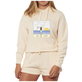 Sisstrevolution Women's Sunset Girl Crop Hoodie | Vintage White