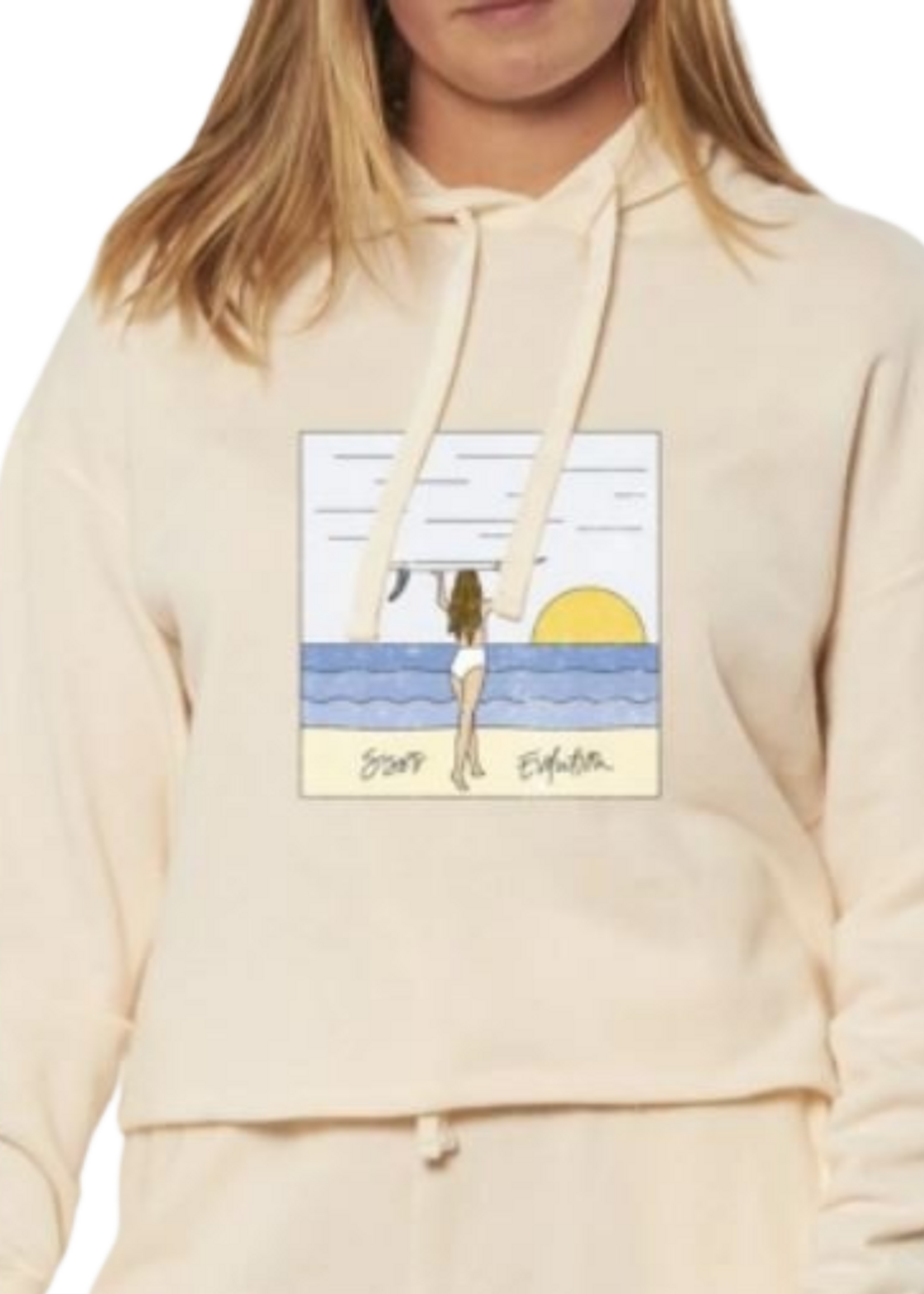 Sisstrevolution Women's Sunset Girl Crop Hoodie | Vintage White