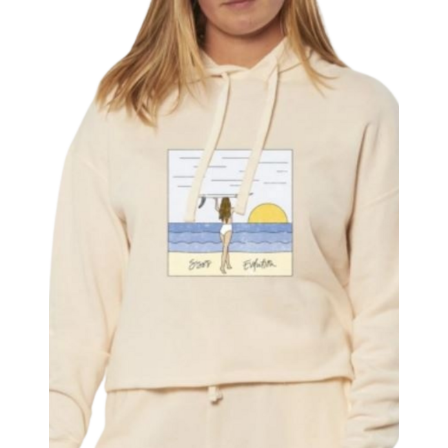 Sisstrevolution Women's Sunset Girl Crop Hoodie | Vintage White