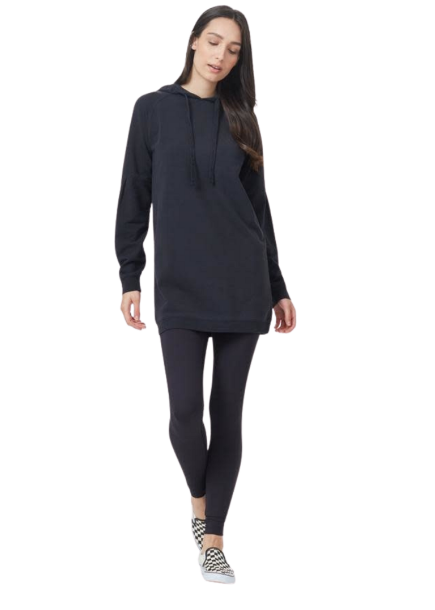 Women's Oversized French Terry Hoodie Dress | Black
