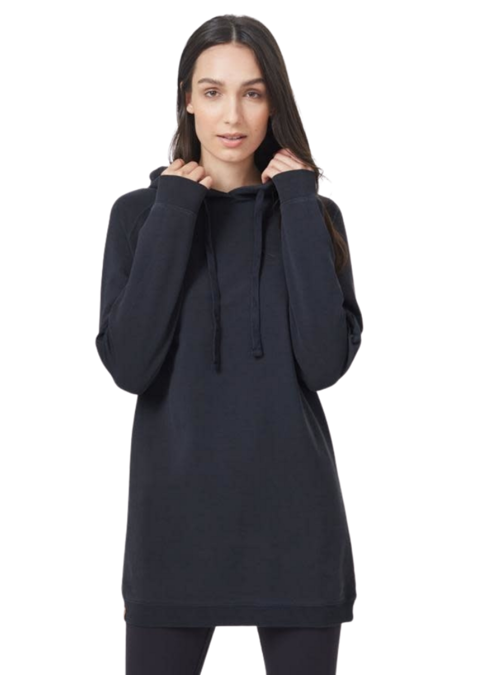 Women's Oversized French Terry Hoodie Dress | Black