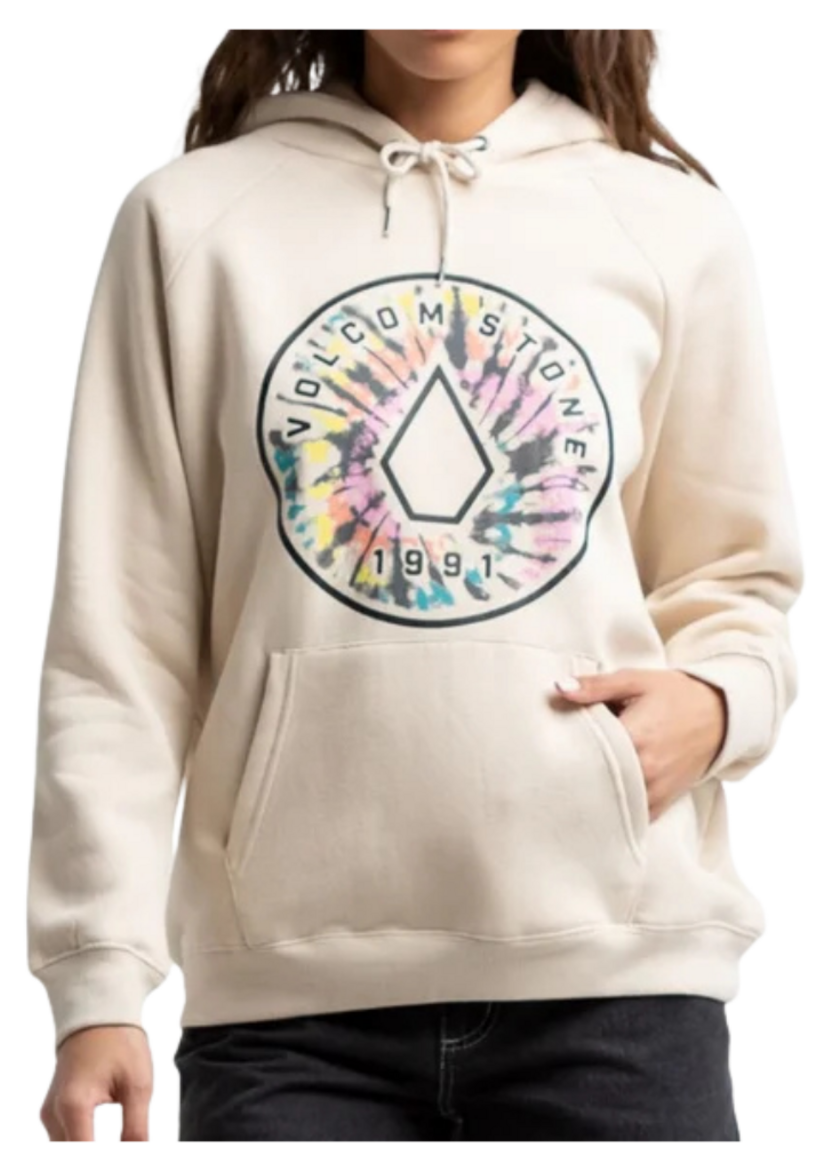 Volcom Women's Truly Stoked Boyfriend Pullover Hoodie | Bone