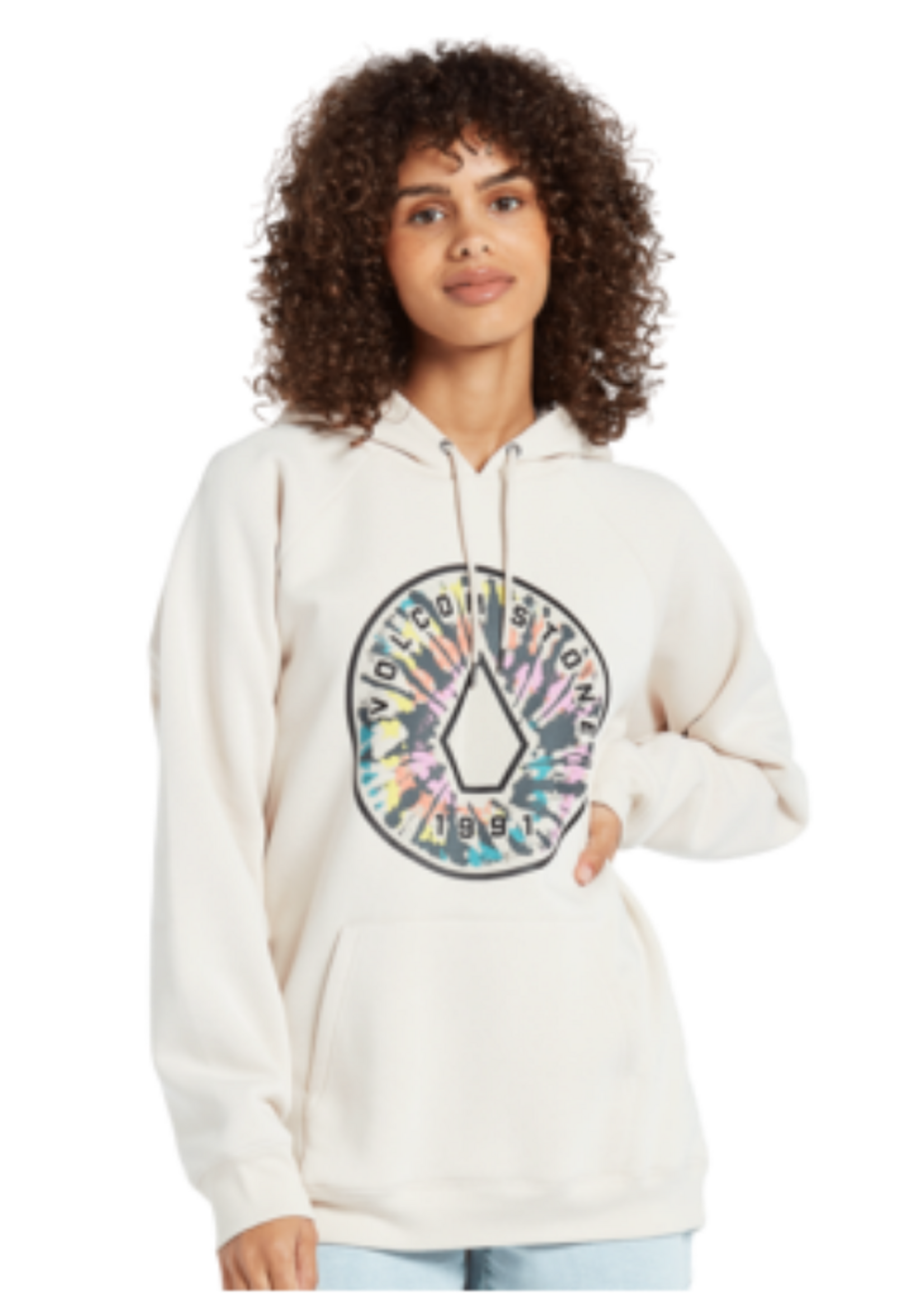 Volcom Women's Truly Stoked Boyfriend Pullover Hoodie | Bone