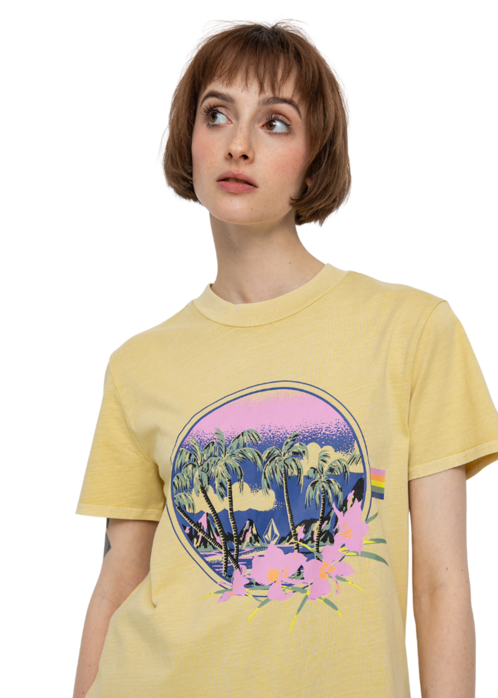 Volcom Women's Lock It Up Short Sleeve Tee | Wheat