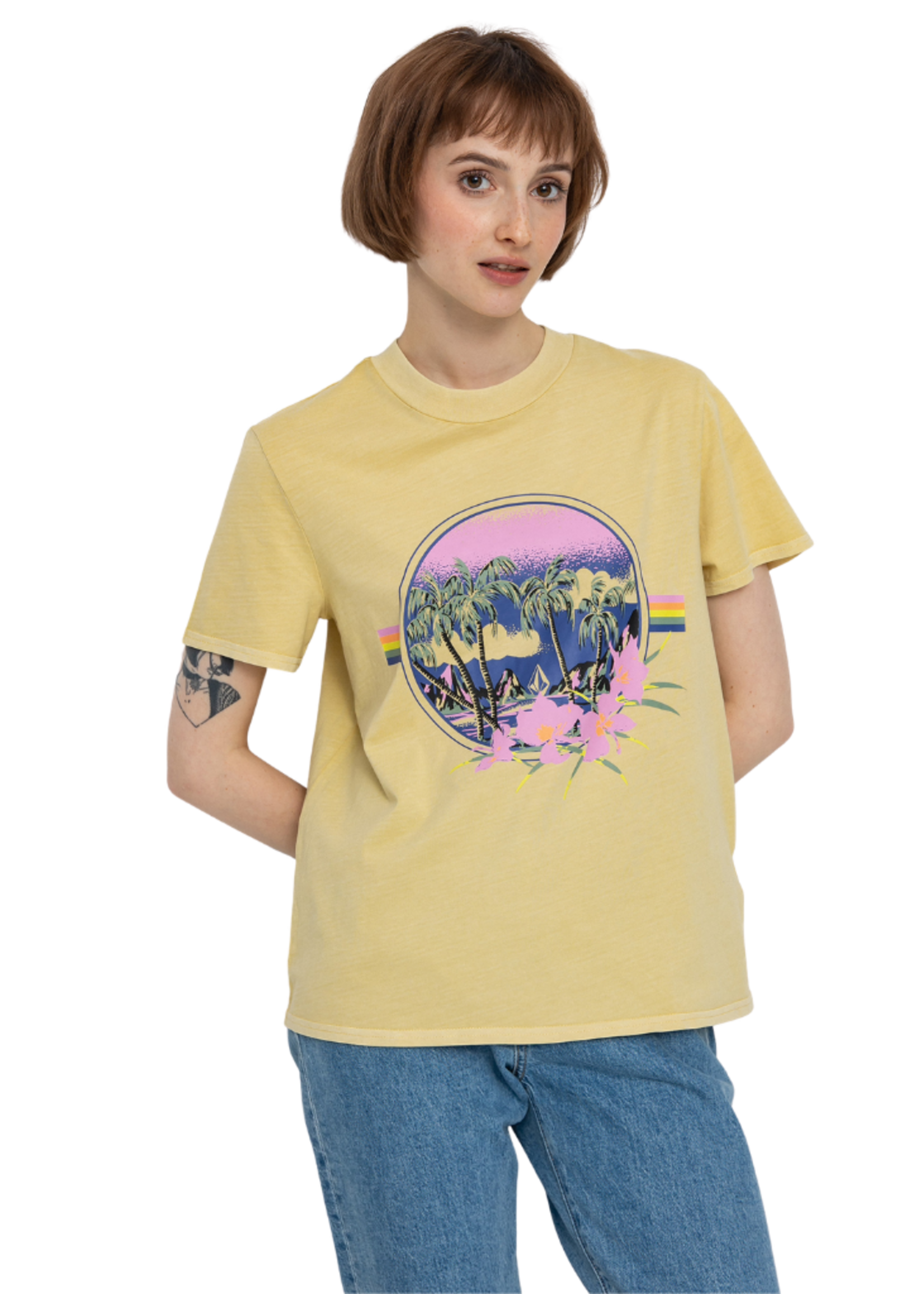 Volcom Women's Lock It Up Short Sleeve Tee | Wheat