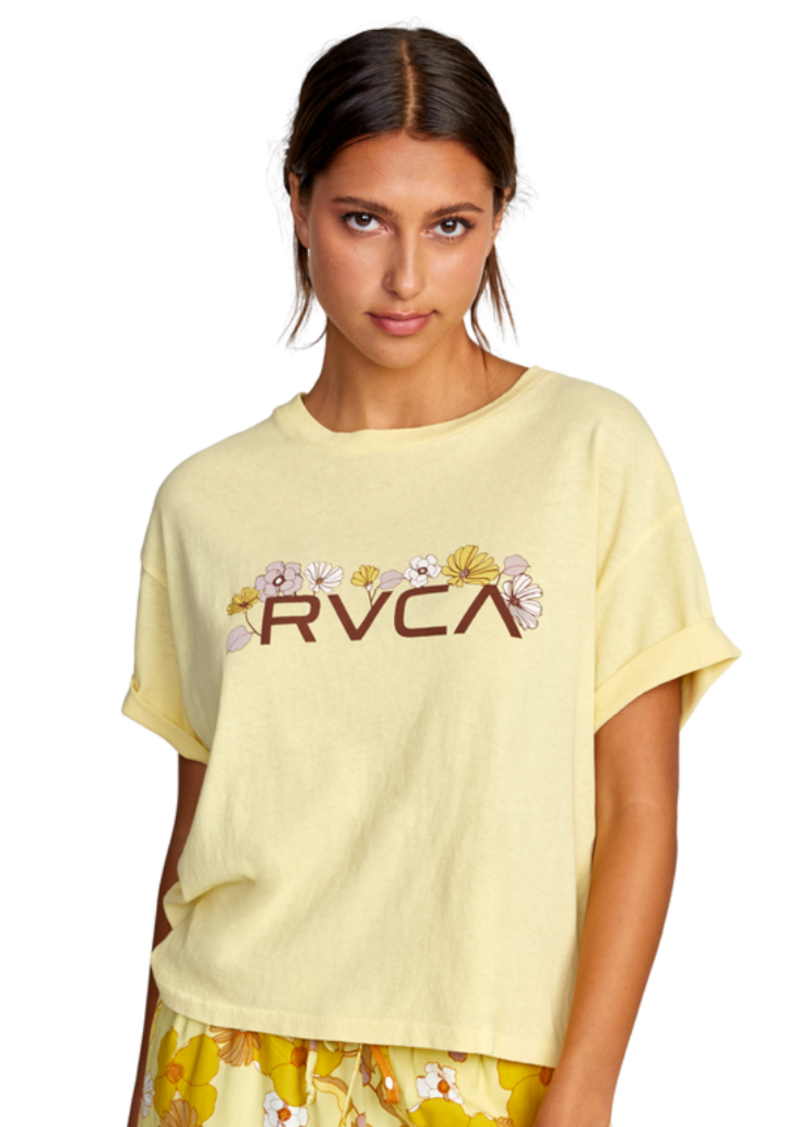 RVCA Women's Retro Floral Tee | Mellow Yellow