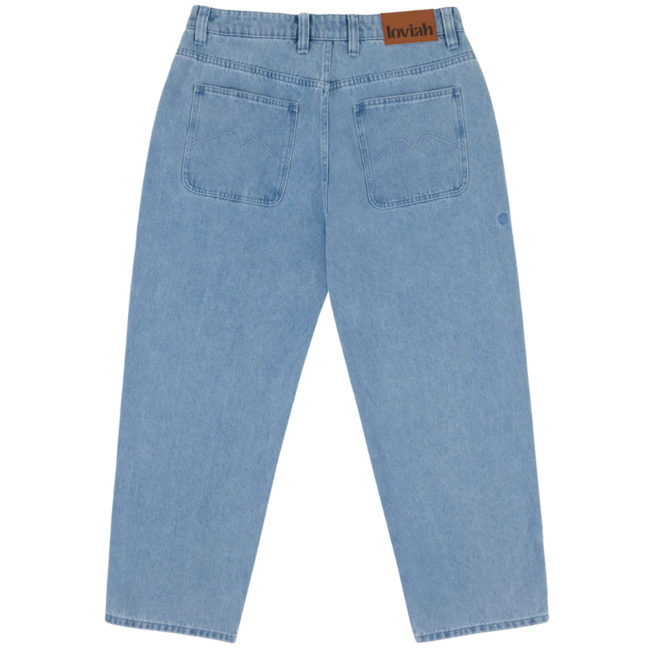 Loviah Men's 1990 Baggy 5 Pocket Denim Jeans | Indigo Light Wash