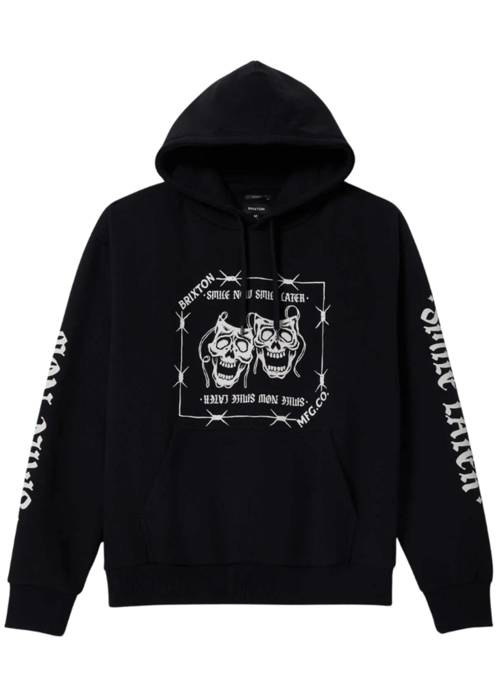 Brixton Men's Smile Always Relaxed Hoodie | Black Worn Wash