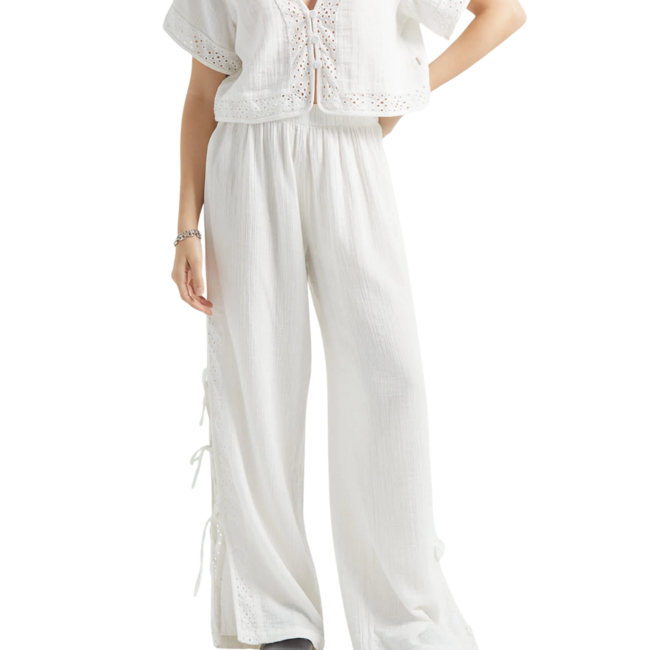 Brixton Women's Seaside Eyelet Wide Leg Pant | Off White Eyelet