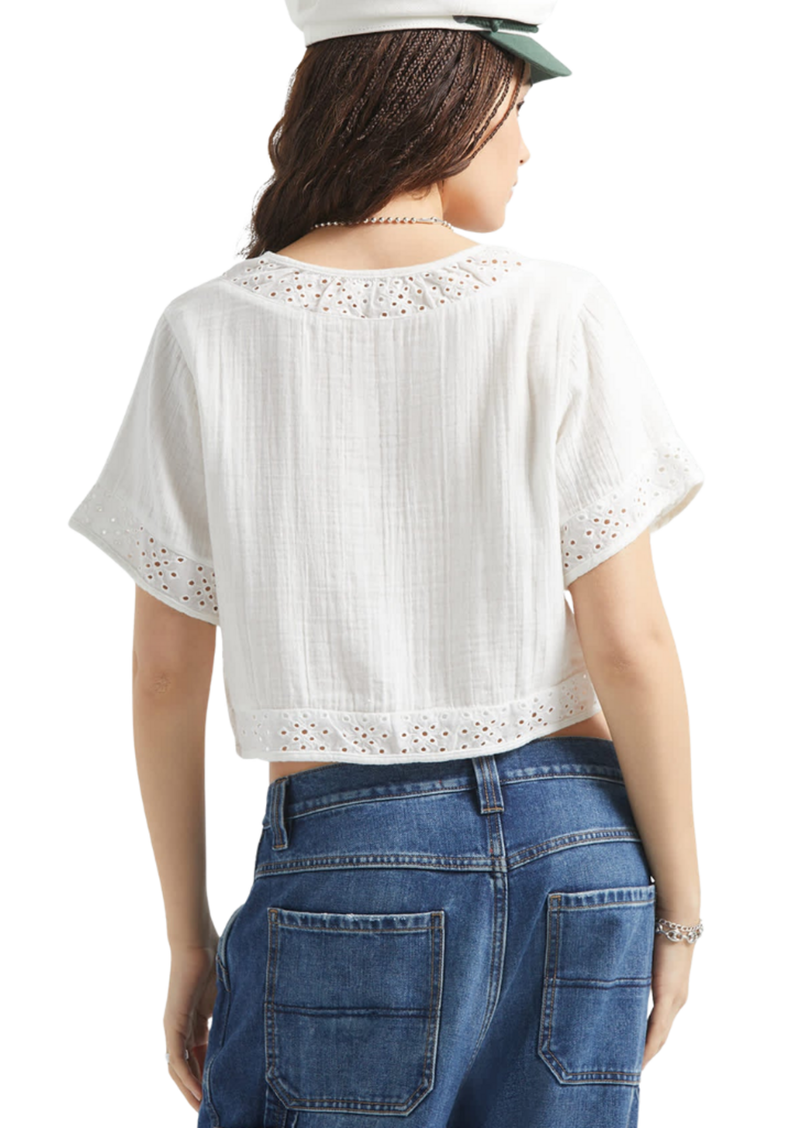 Brixton Women's Seaside Eyelet Top | Off White Eyelet