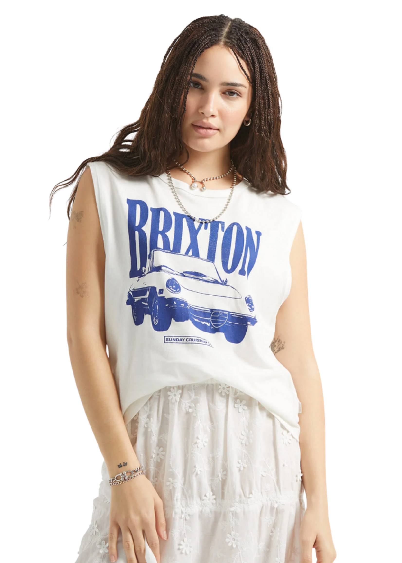 Brixton Women's Sunday Cruising Club Muscle Tank | Vintage White