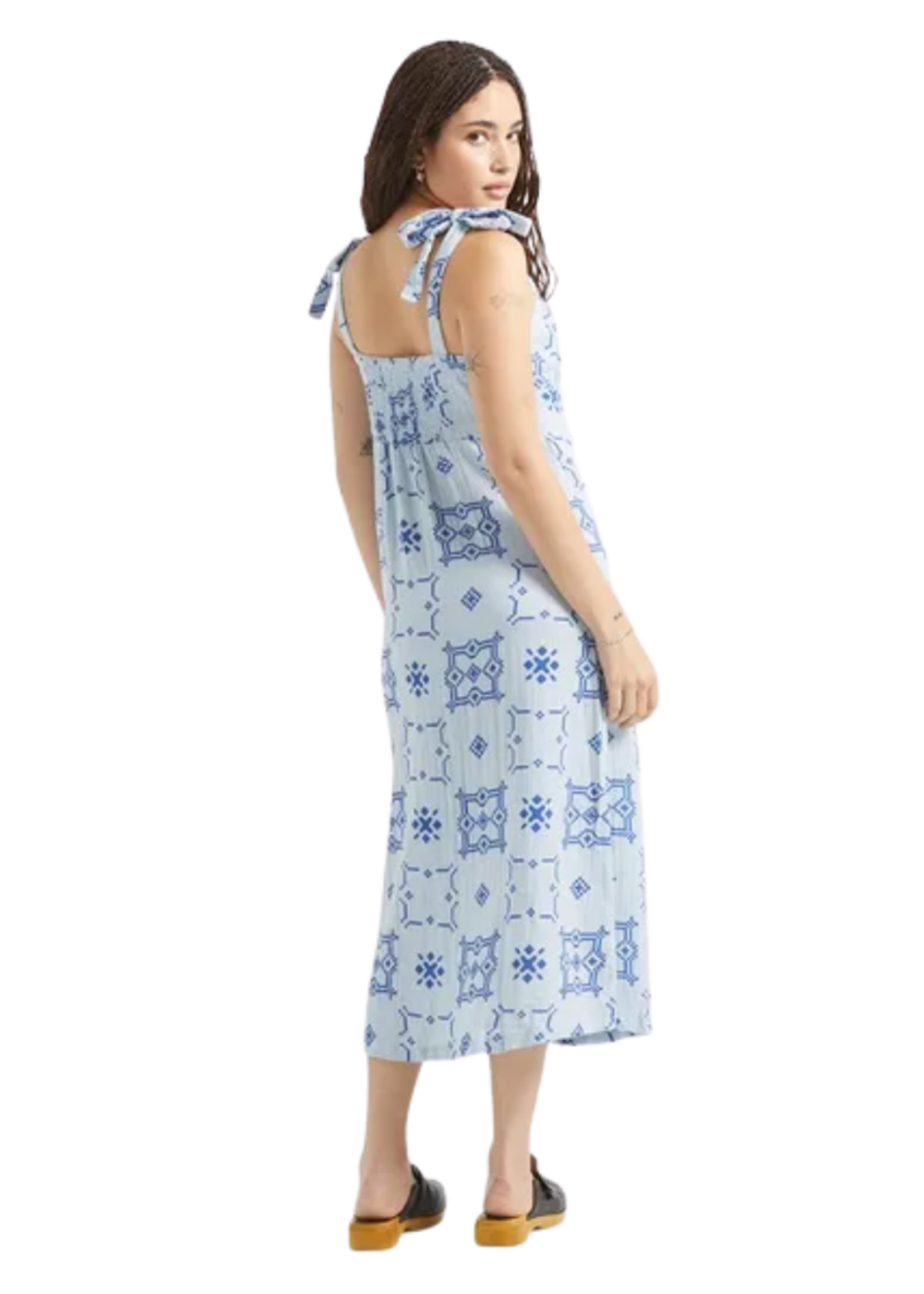 Brixton Women's The Tie Dress | Aura Blue Tile Print