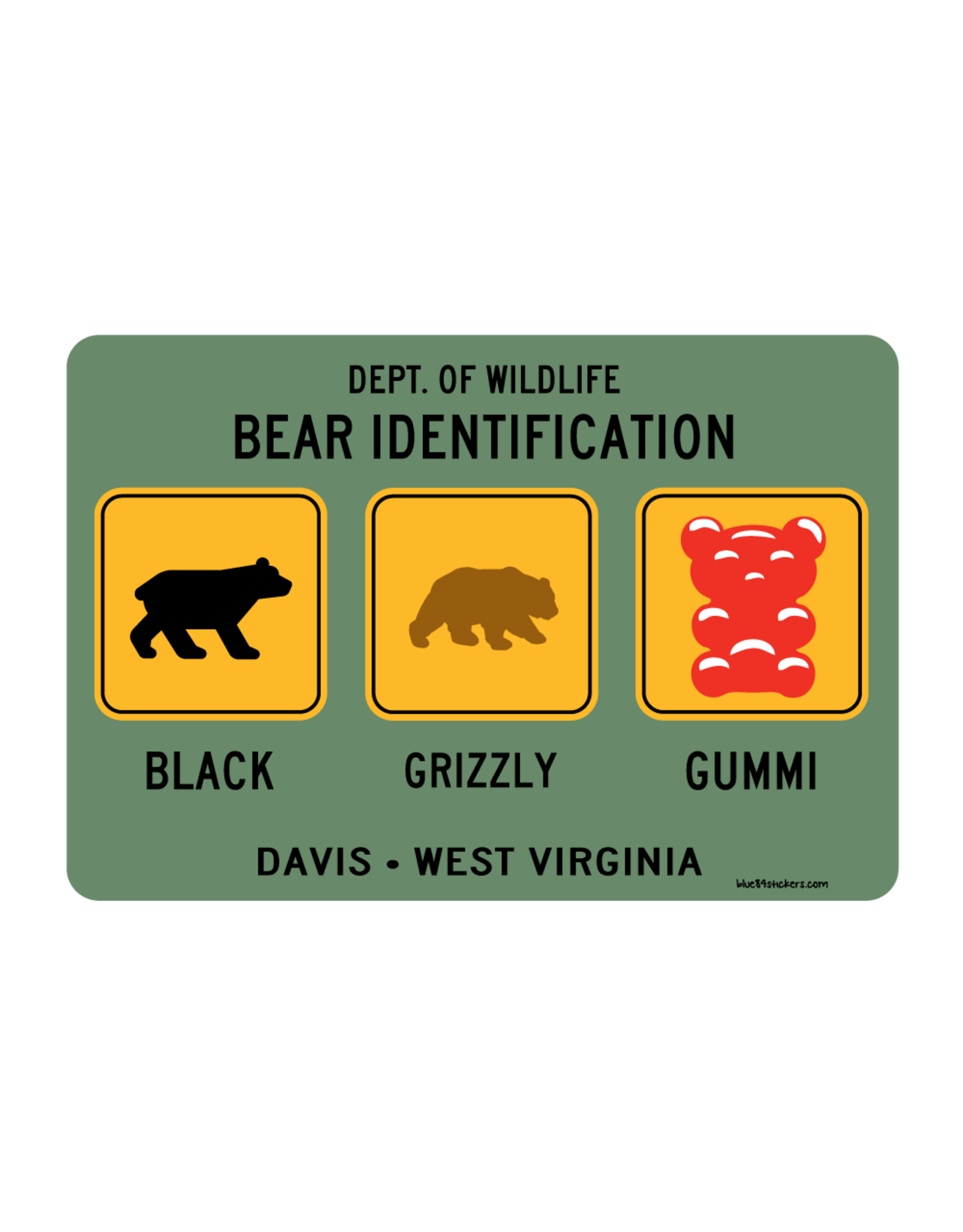 Blue84 Sticker - Bear ID - Black Grizzly Gummy